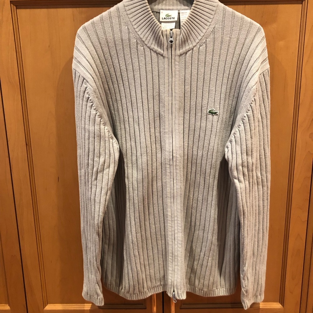 Lacoste classic zip cardigan with alligator logo